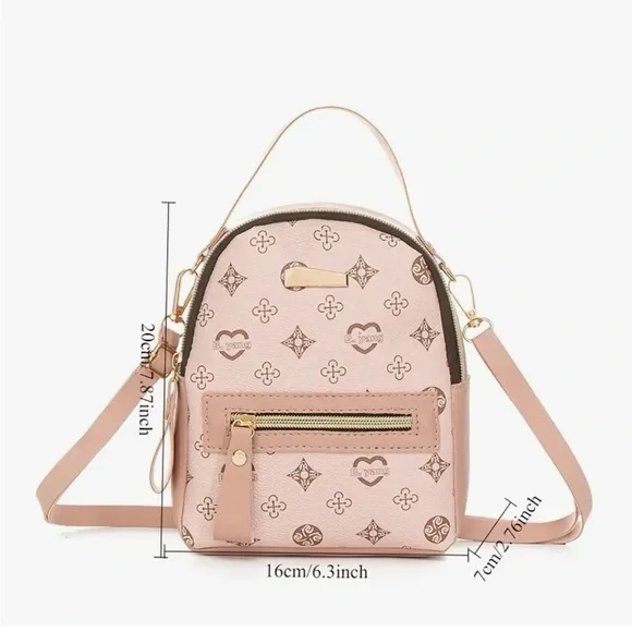 Khaki Monogram Mini Backpack Designer Inspired NIP - Picture 4 of 12